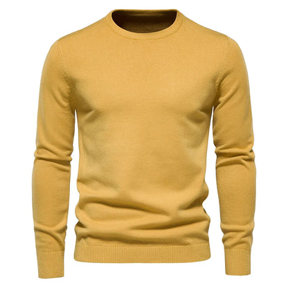 Pull Slim à Manches Longues et Col Rond de Couleur Unie pour Hommes