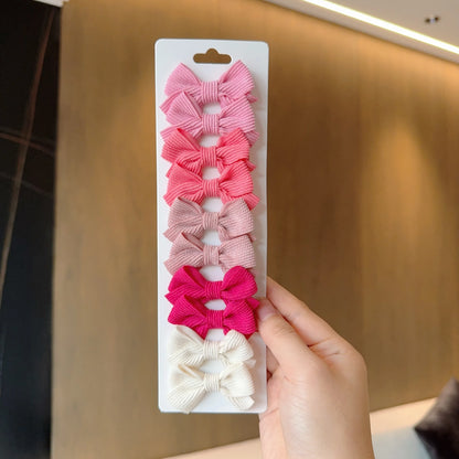 6/10pc Kids Solid Color Ribbon Bow Hair Clips