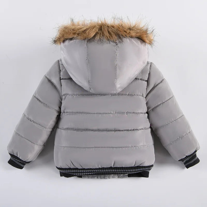 Veste d'hiver chaude à col en fourrure pour bébé garçon 