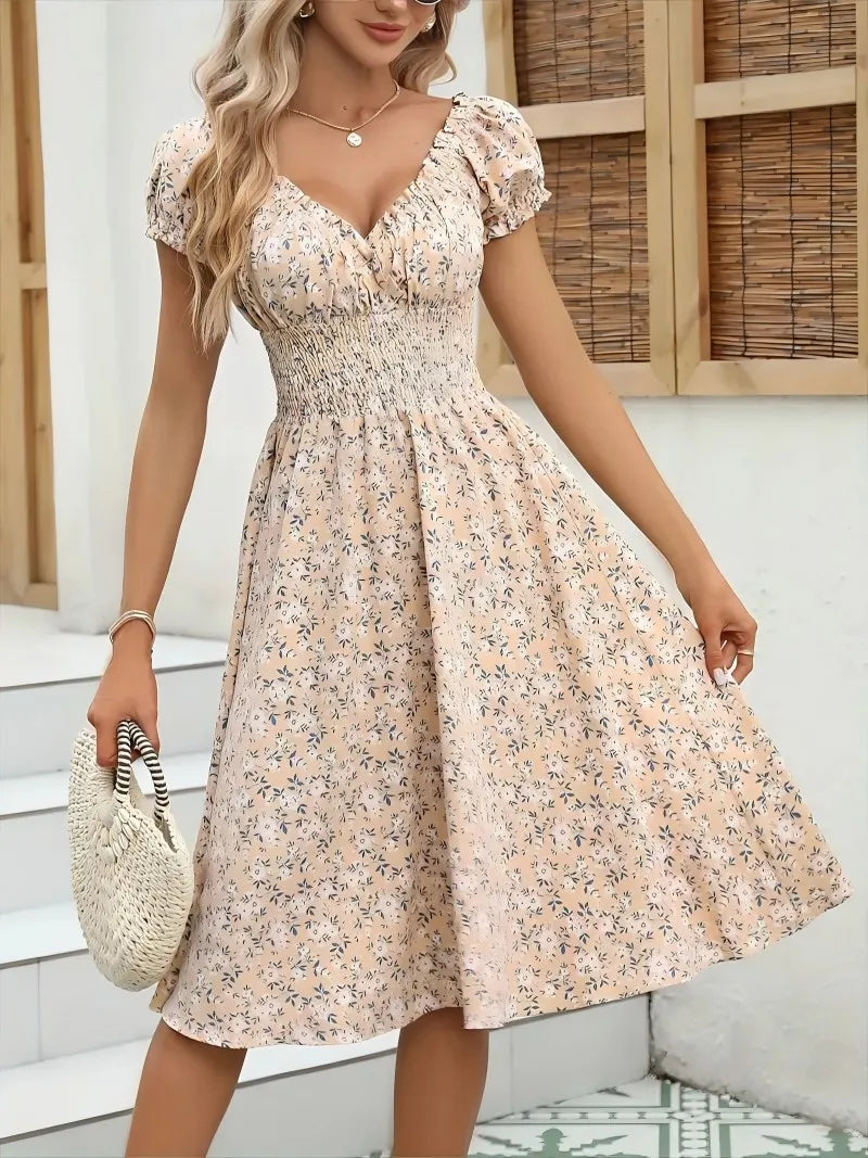 Robe longue bohème florale à volants