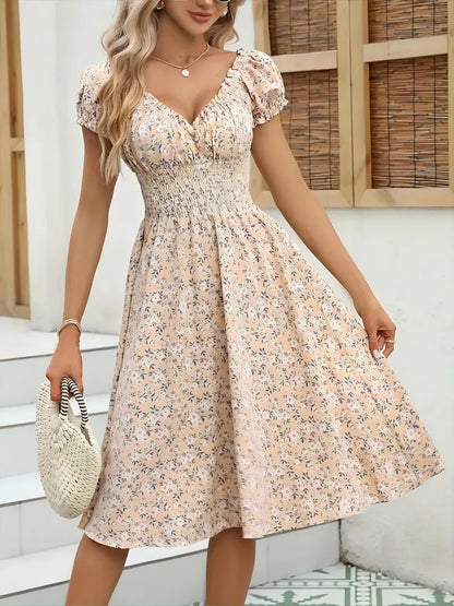 Robe longue bohème florale à volants
