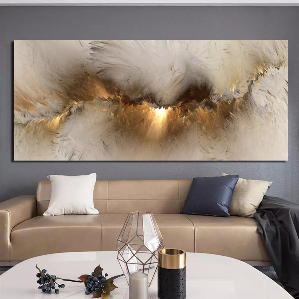 Grey & Yellow Cloud Canvas Art Painting