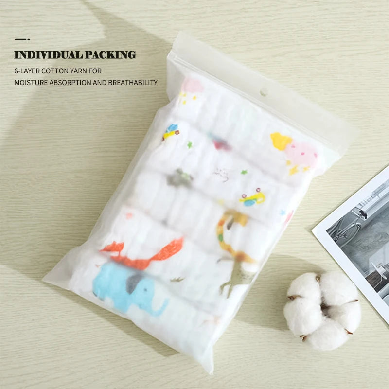 Serviettes de toilette en mousseline de coton doux à imprimé carton pour bébé