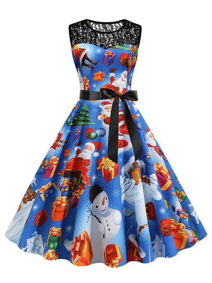 Lace Patchwork Retro Casual Dress