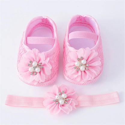 Soft Sole Non-slip Pearl Flower Princes's Shoes