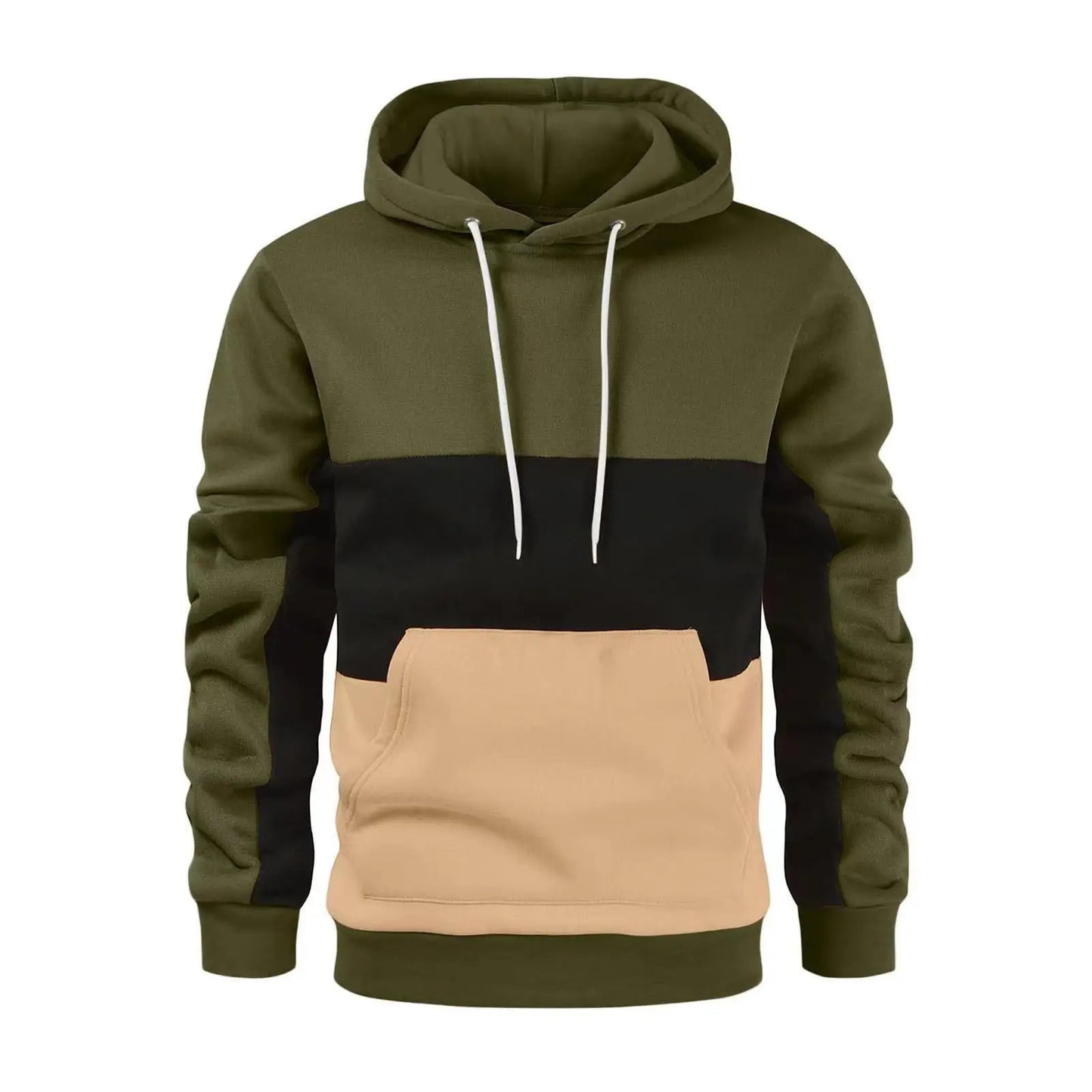 Korean Style Men's Vertical Stripe Color Block Hoodies