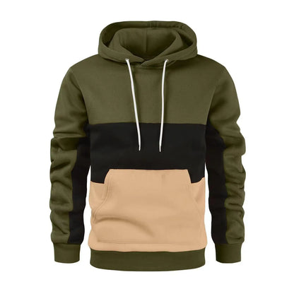 Korean Style Men's Vertical Stripe Color Block Hoodies