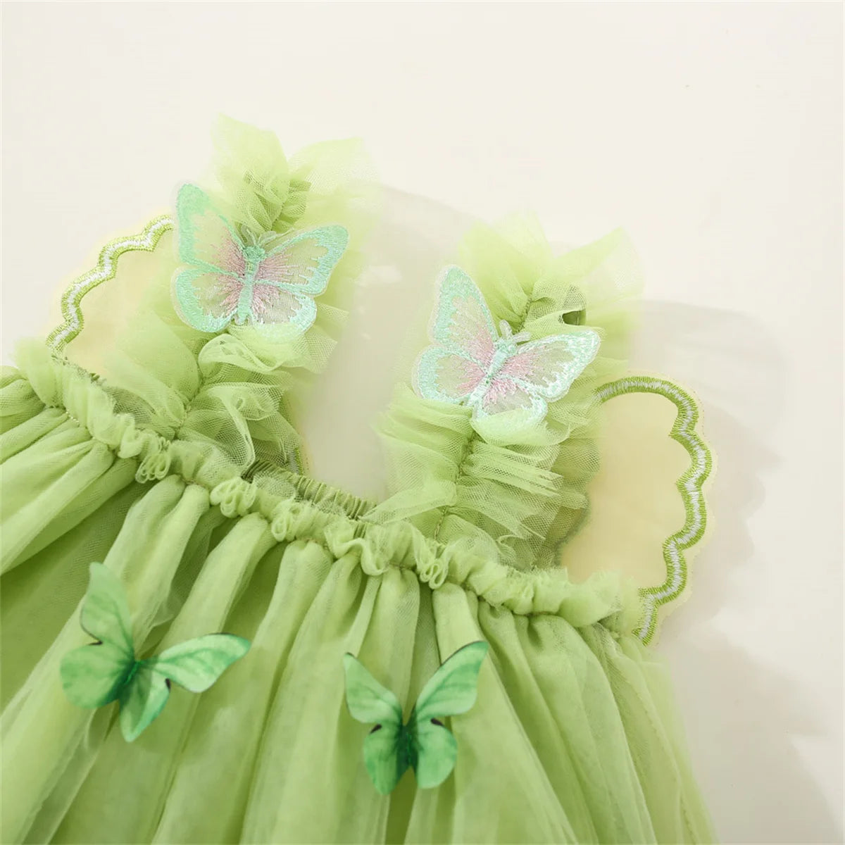 Baby Girl Butterfly Wing Dress - Solid Mesh Dress