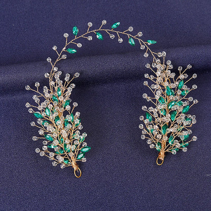 Women's Rhinestone Green Crystal Pearl Hairband