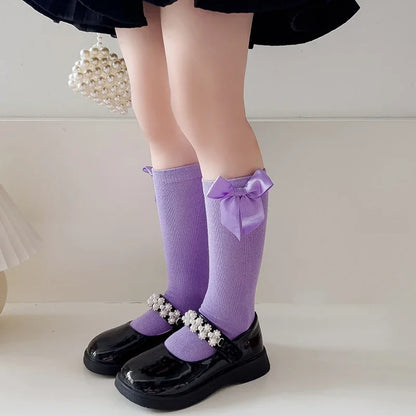 Nouveau Chaussettes hautes à nœud pour enfants