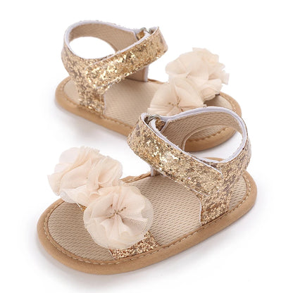 Baby-Mädchen-Sandalen mit weicher Sohle und Blumenmuster