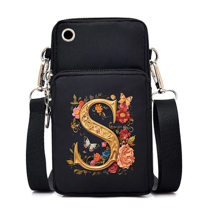 Kleine quadratische Umhängetasche aus Leder mit Buchstabenprint für Damen 