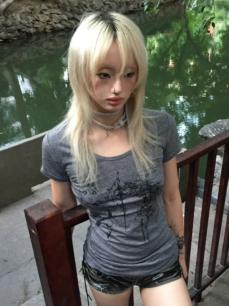 Hauts à manches longues imprimés ailes croisées graphiques