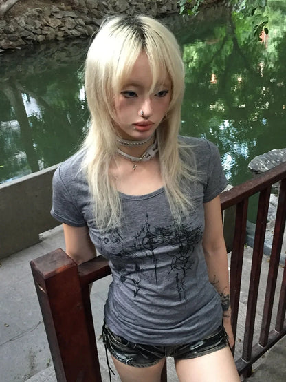 Hauts à manches longues imprimés ailes croisées graphiques