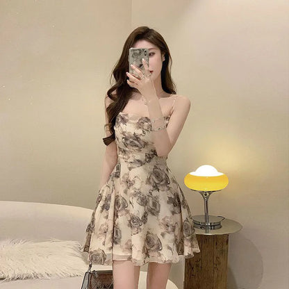 Sleeveless Chiffon Print Dress