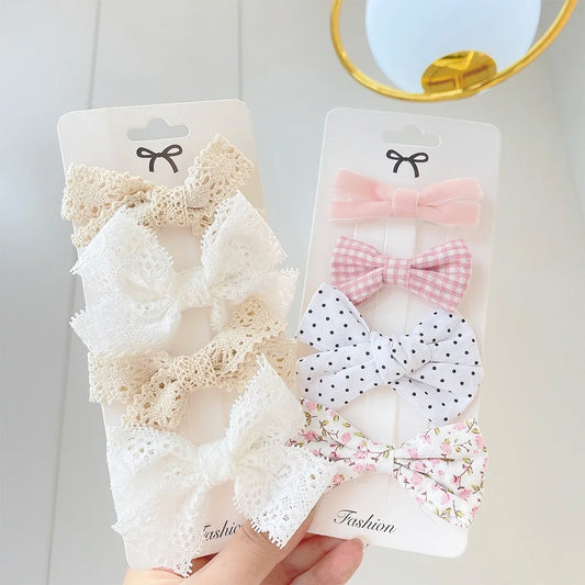 Sweet Lace Bowknot Hair Clips 4Pcs/Set