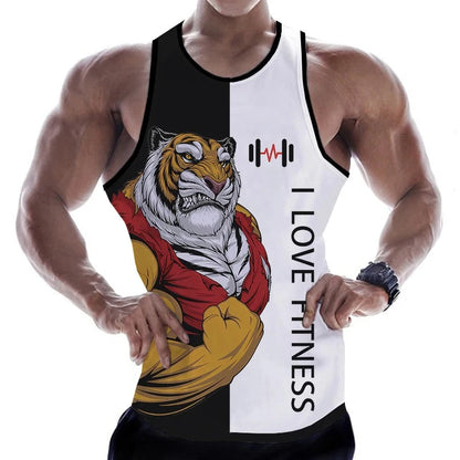 Men 3D Animal Print Sleeveless Tank Top