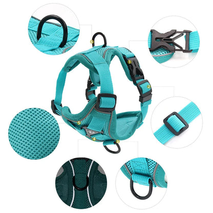 Adjustable Reflective Mesh Dog Harness Leash Set