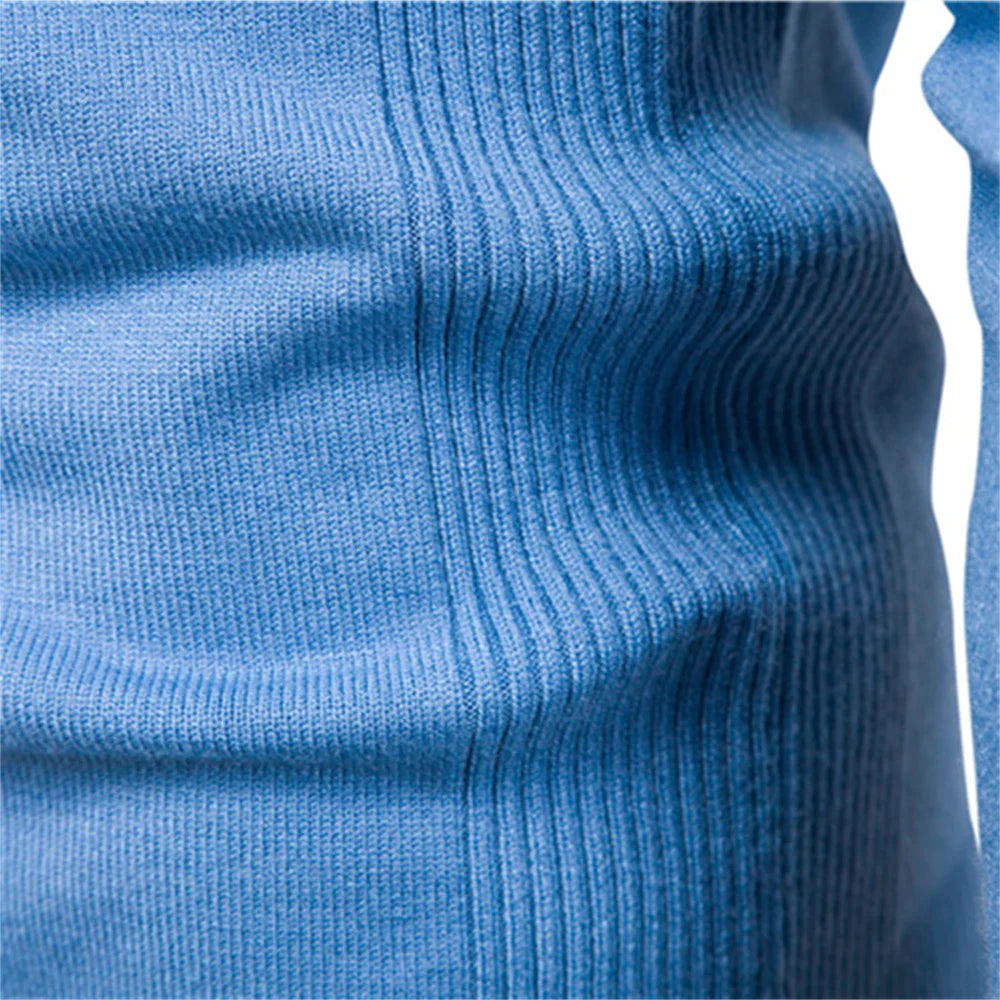 Pull Slim à Manches Longues et Col Rond de Couleur Unie pour Hommes