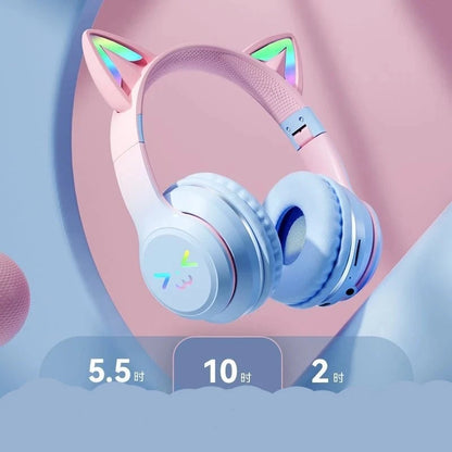 Cat's Ears Smiling Face RGB Headphones