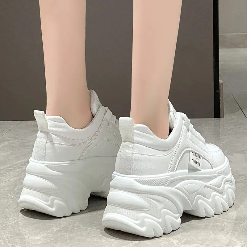 Women's Chunky White & Black Platform Sneakers