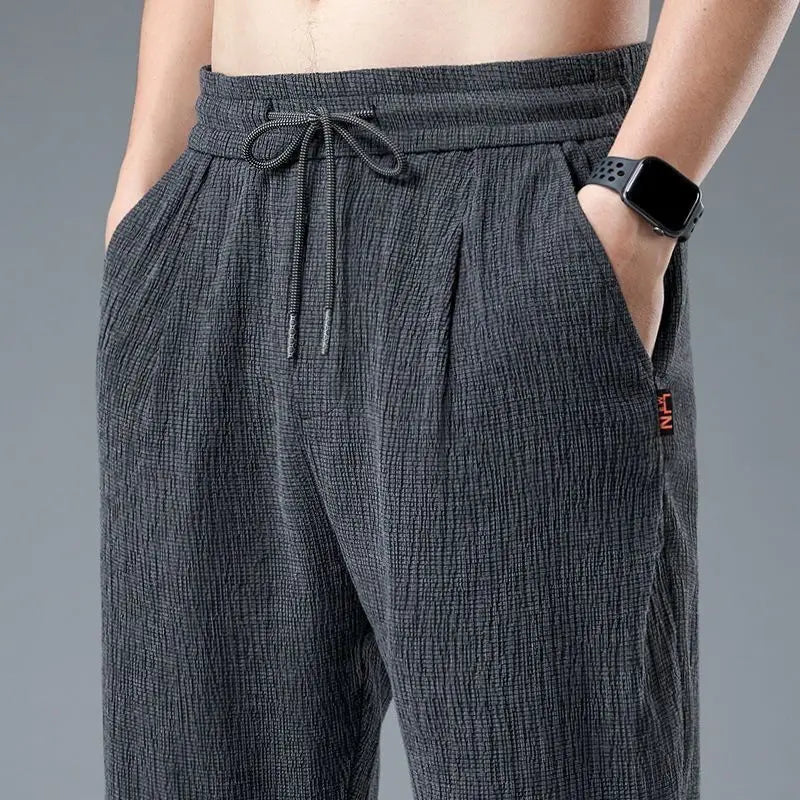 elastic waist straight leg pants