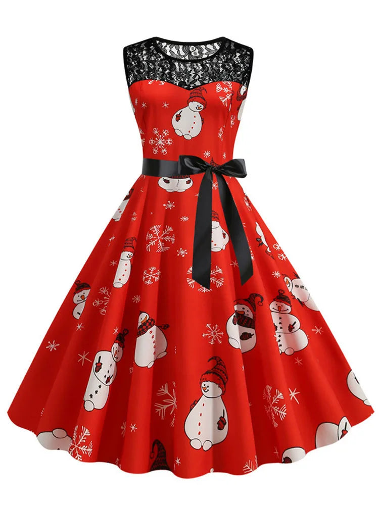 Lace Patchwork Retro Casual Dress