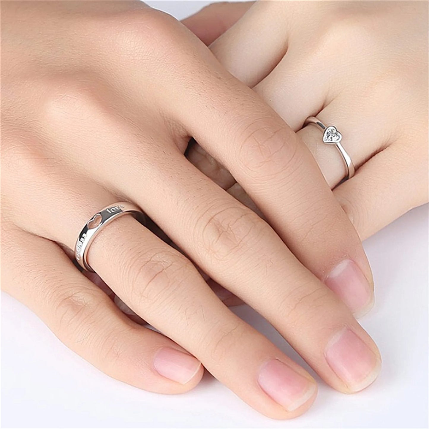 Zircon Heart Couple Rings Set