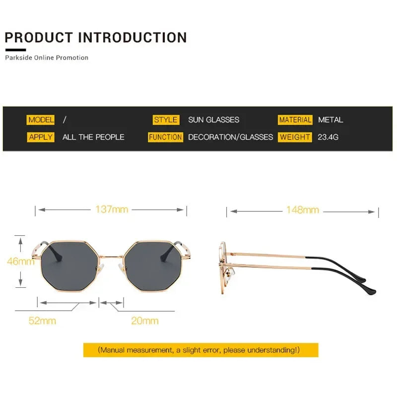 Retro Polygonal Metal Sunglasses