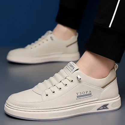 Men's Breathable Slip On Casual Leather Sneakers