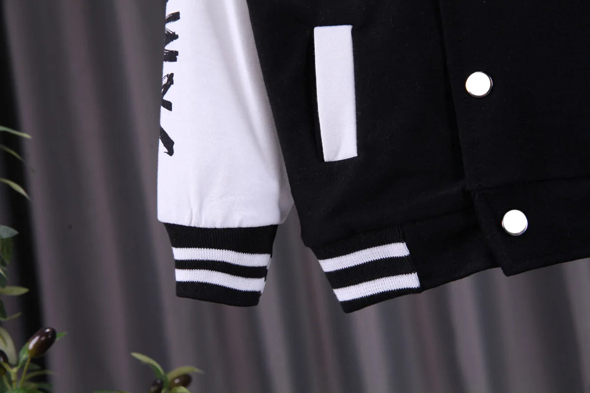 Kid's Spring Autumn Cartoon Print Baseball Coat Pants Suit