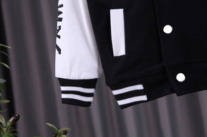 Kid's Spring Autumn Cartoon Print Baseball Coat Pants Suit