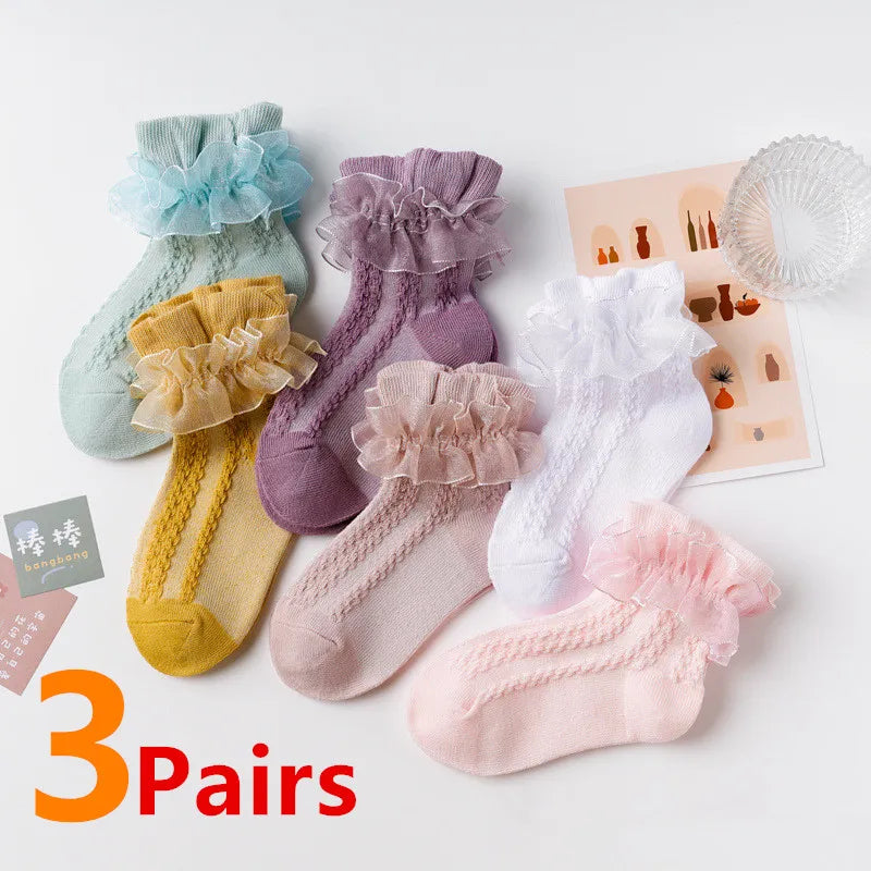 Chaussettes tutu en dentelle à froufrous pour bébés filles