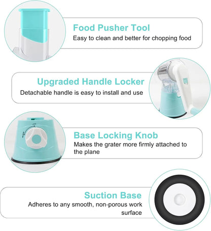 Multifunctional Hand Crank Drum Vegetable Slicer with Interchangeable Blades