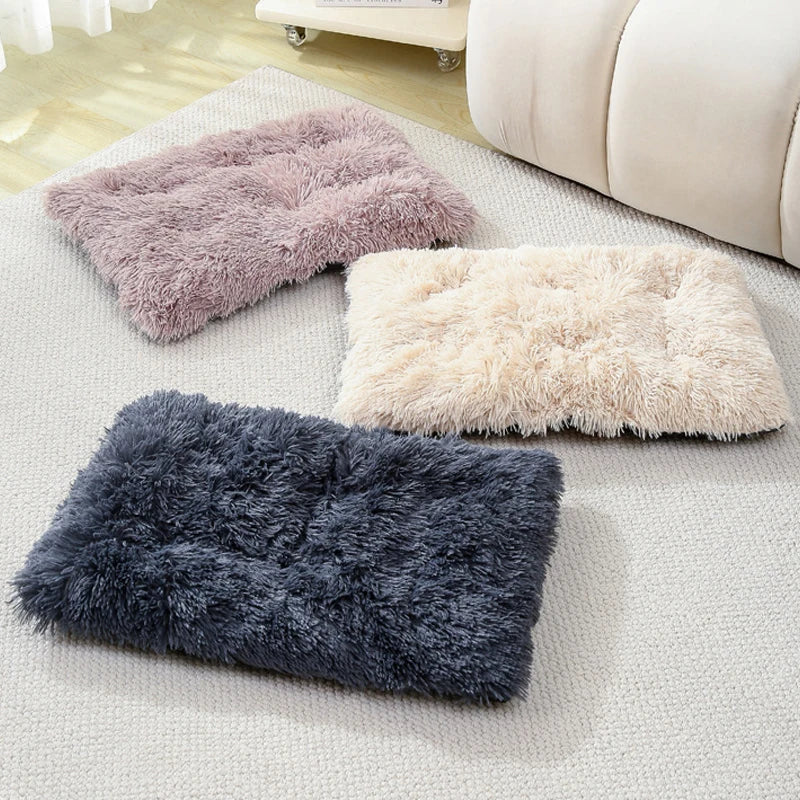 Grand lit pour chien anti-anxiété en peluche lavable