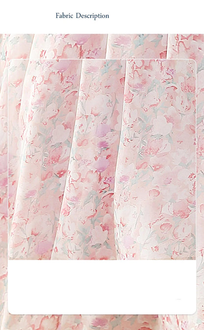 Floral Chiffon V-Neck A-line Dress