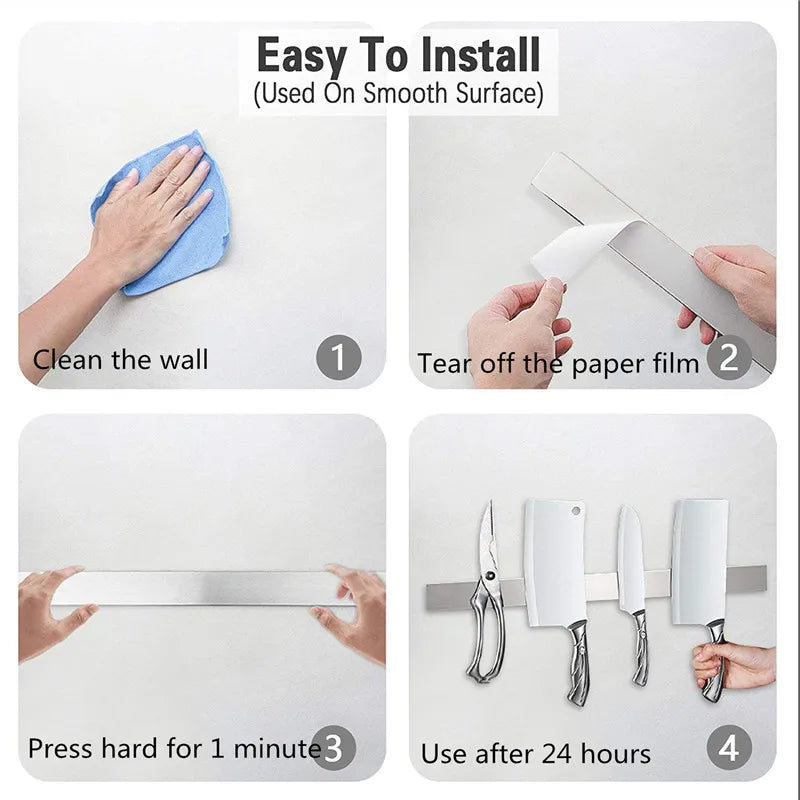 Wall-Mounted Stainless Steel Knife Holder Organizer Rack