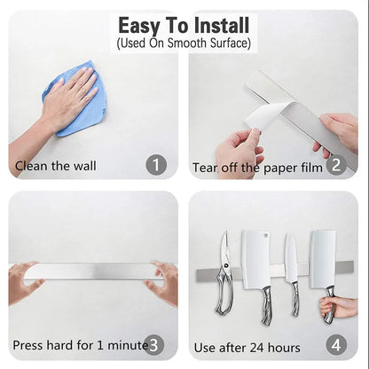 Wall-Mounted Stainless Steel Knife Holder Organizer Rack