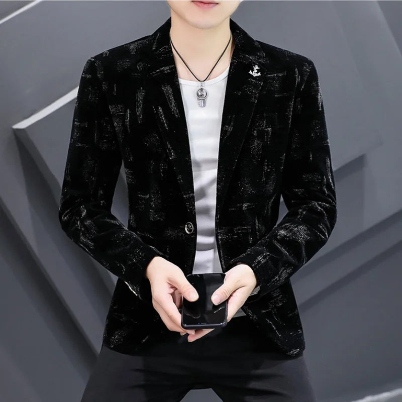 Blazer de bureau à bouton unique de longueur régulière pour hommes