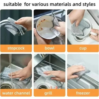 Non-Stick Double-layer Steel Wire Mesh Cleaning Cloths