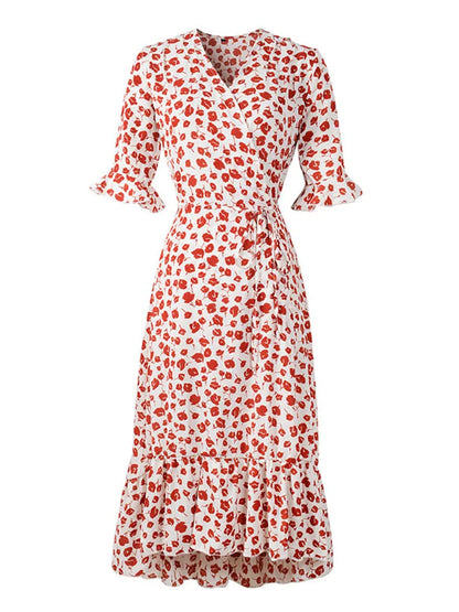 Boho Floral Ruffle Midi Maxi Dress