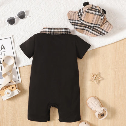 Baby-Jumpsuit mit Patchwork-Taschen und Karomuster für Jungen