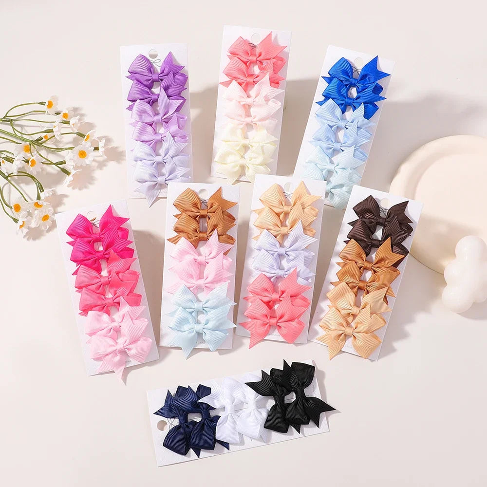 Ensemble de pinces à cheveux pour enfants avec ruban gros-grain coloré
