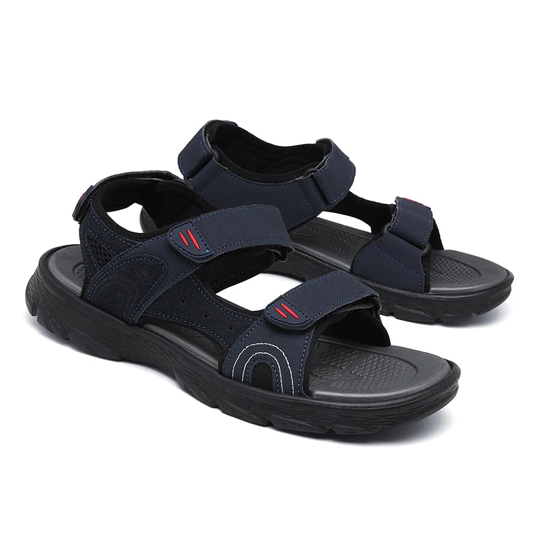 Sandales d'été imperméables pour hommes, bout ouvert, en cuir léger. 
