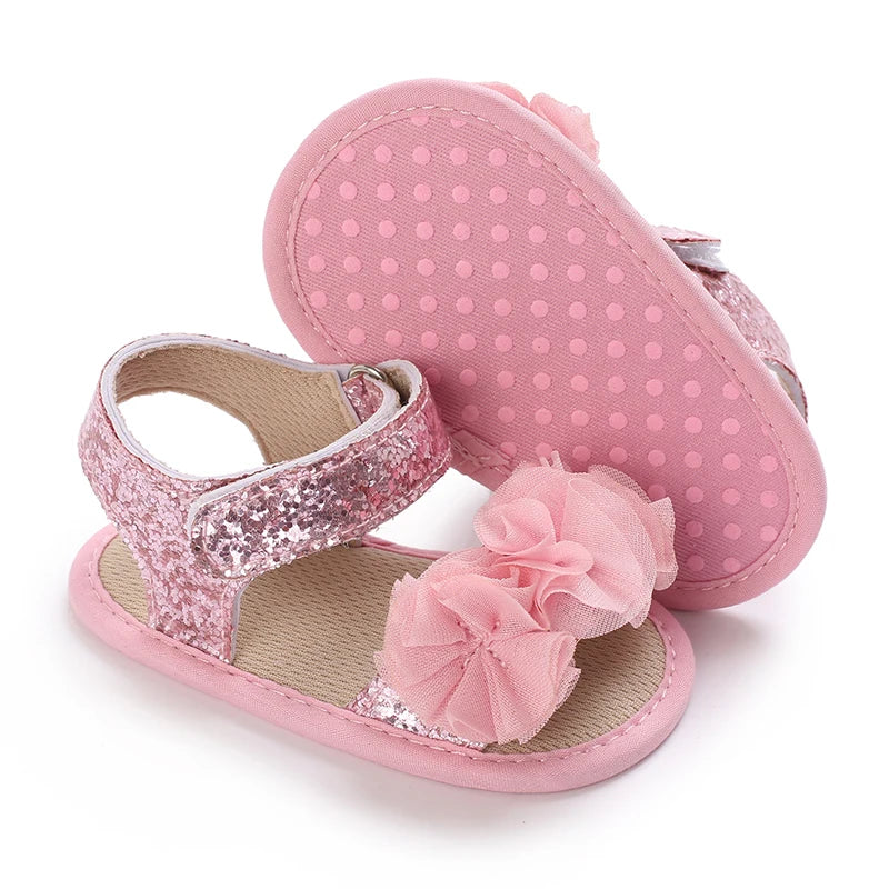 Baby-Mädchen-Sandalen mit weicher Sohle und Blumenmuster