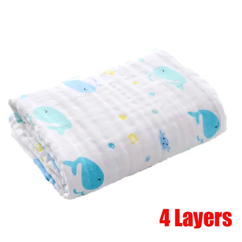 6-Layer Cotton Cartoon Baby Bath Towel