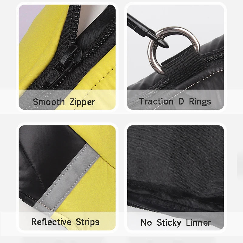Veste rembourrée imperméable pour animaux de compagnie, veste à glissière au dos