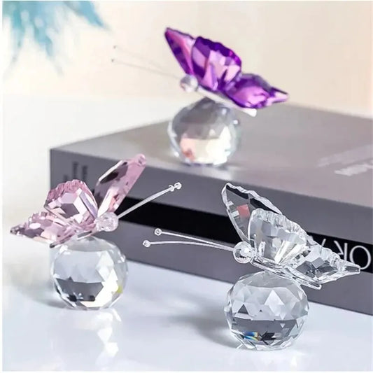 Crystal Butterfly with Ball Figurine Home Decoration