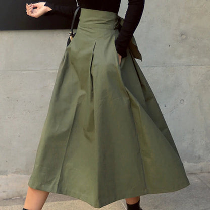 Autumn High Waist Black Swing Skirt