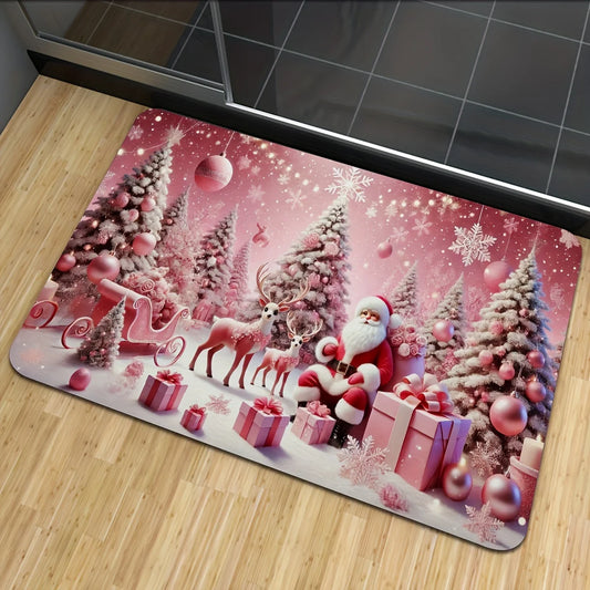 Pink Christmas World Non-Slip Floor Mat